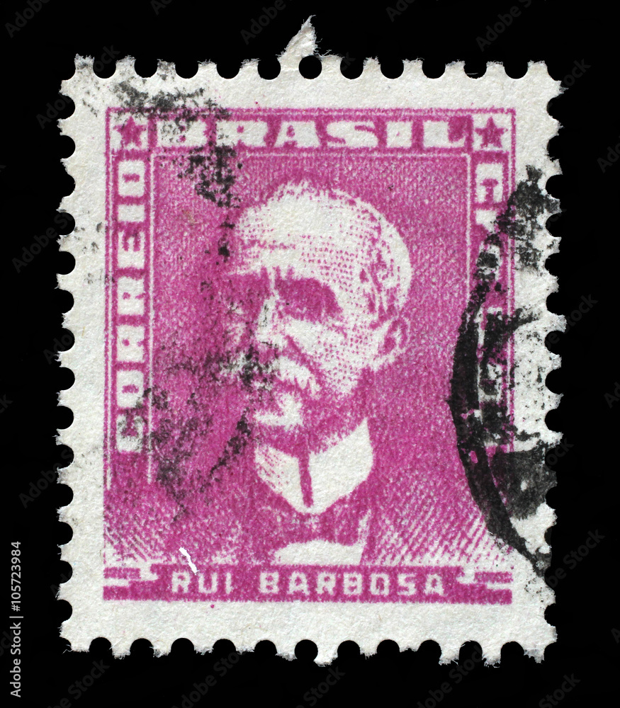 Obraz premium Stamp printed by Brazil, shows Ruy Barbosa, circa 1954