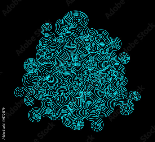 Abstract vector doodle pattern, aquamarine colors. Decorative vector background