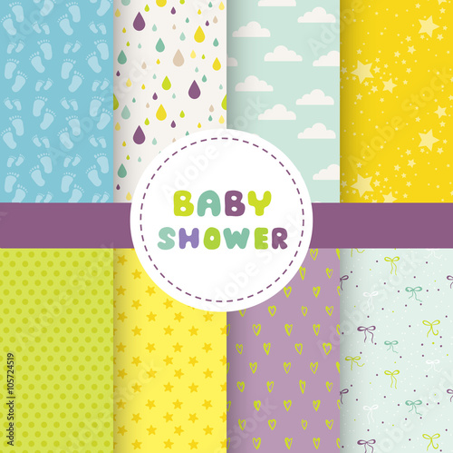 Cute Baby Background. Seamless Pattern. Vector Background