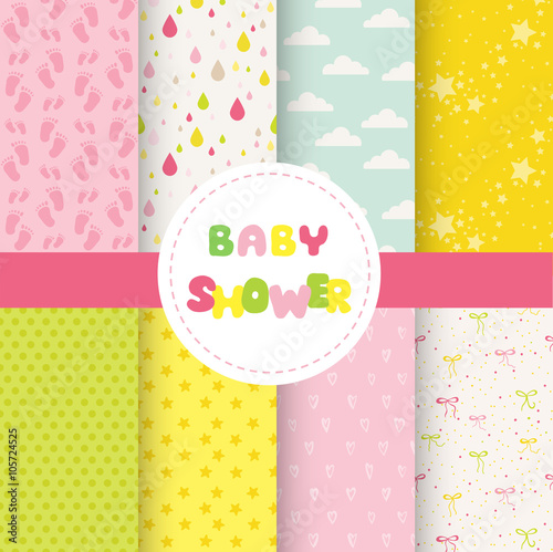 Cute Baby Background. Seamless Pattern. Vector Background