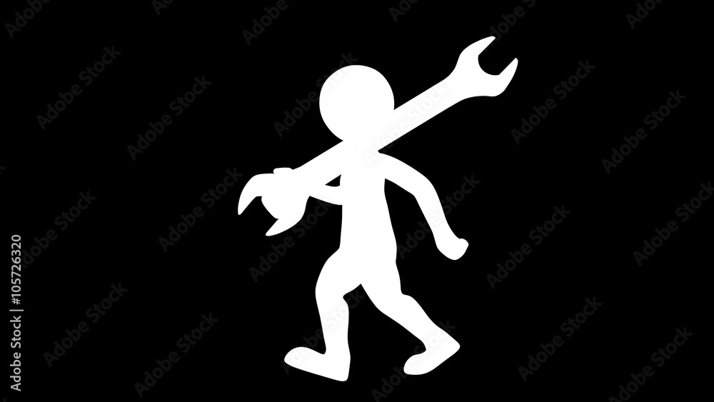 The Mechanic. 3D character with a wrench. People series. With an alpha matte. The Mechanic. 3D character with a wrench. People series. With an alpha matte.