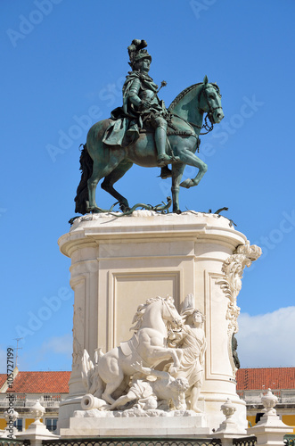 Statue of King Jose in Praca do Comercio Lisbon Portugal