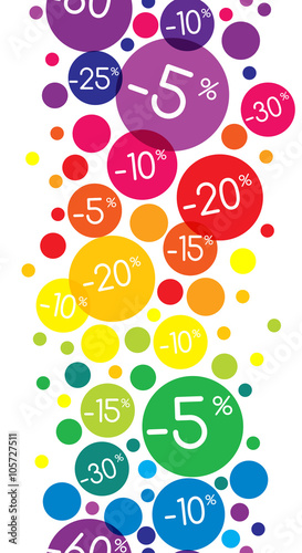 Seamless Pattern selling rainbow circles. Sale 