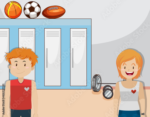 Boy and girl in the gym