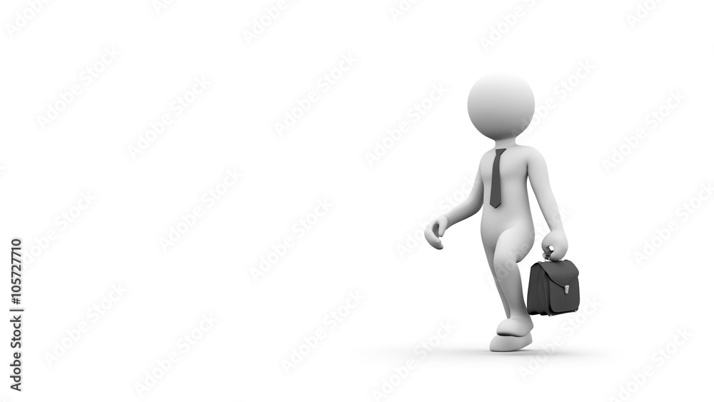 The Businessman. 3D character with tie and briefcase. People series. With an alpha matte. The Businessman. 3D character with tie and briefcase. People series. With an alpha matte.