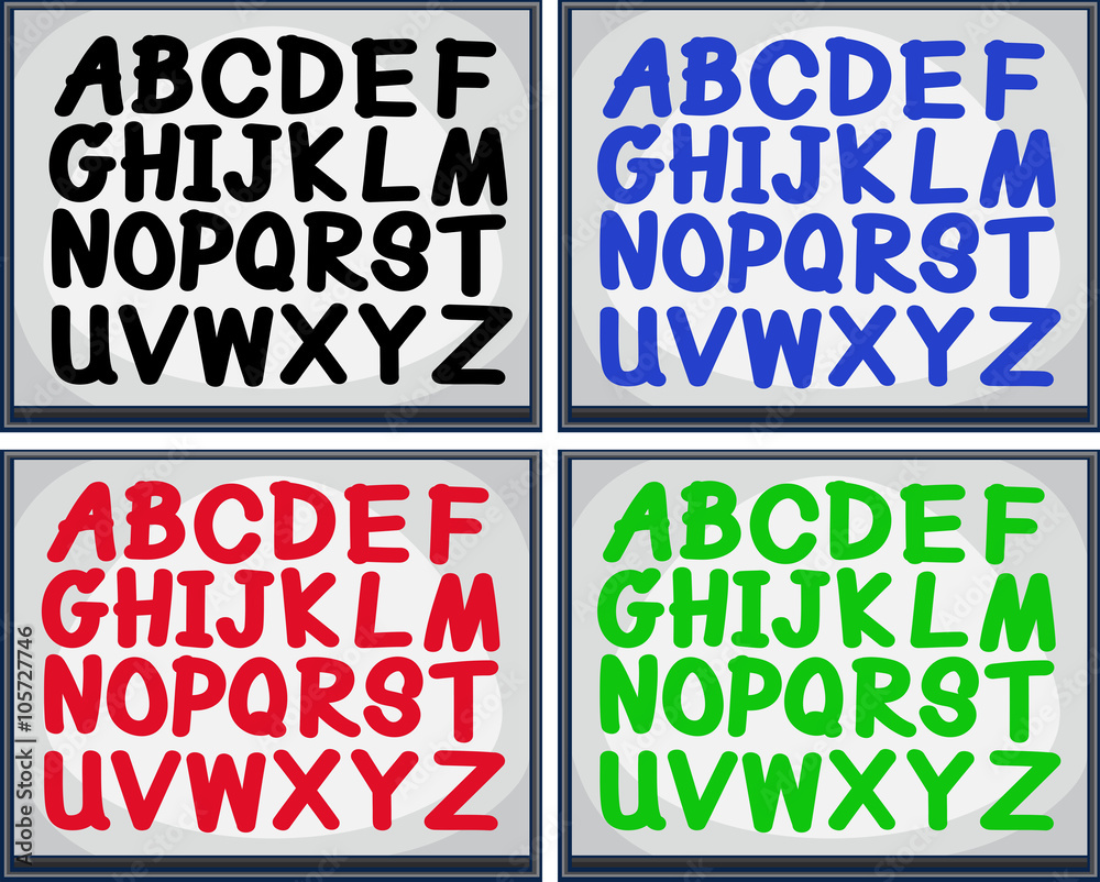 Fototapeta premium English alphabet in four colors