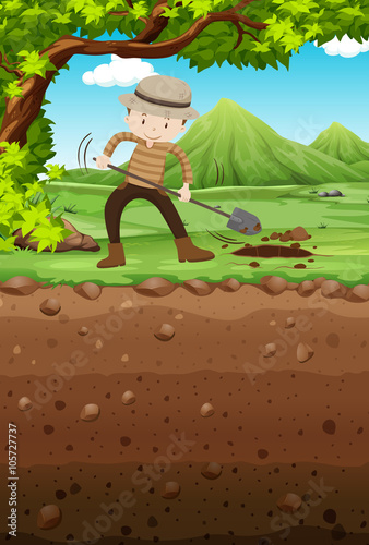 Man digging hole in the park