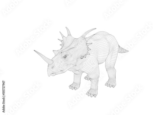 3d wireframe dinosaur