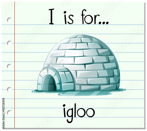Flashcard alphabet I is for igloo