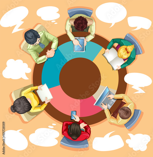 Business people working on the round table