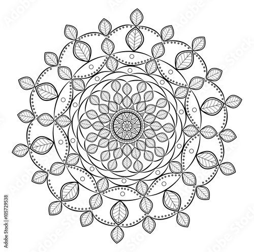 Black and white mandala vector, mandala bianco e nero vettoriale da colorare