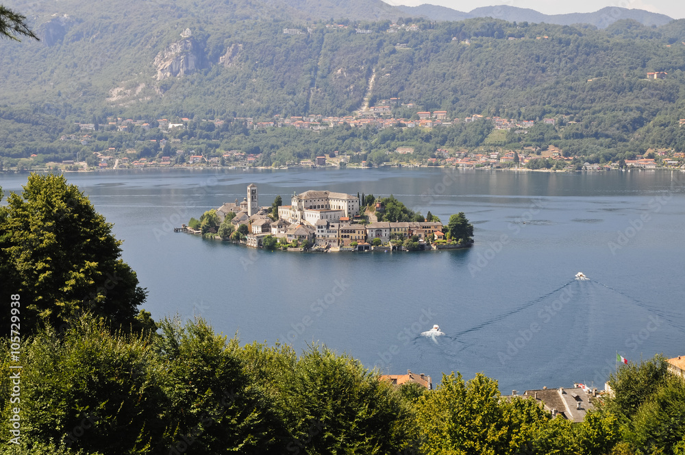 Sacro Monte di Orta, Blick auf Lago di Orta, Piemont, Italien