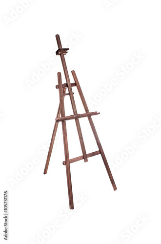 Brown wooden easel isolated on a white background