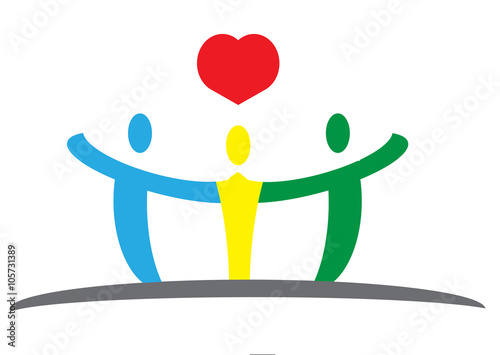 Family touching with hands logotype