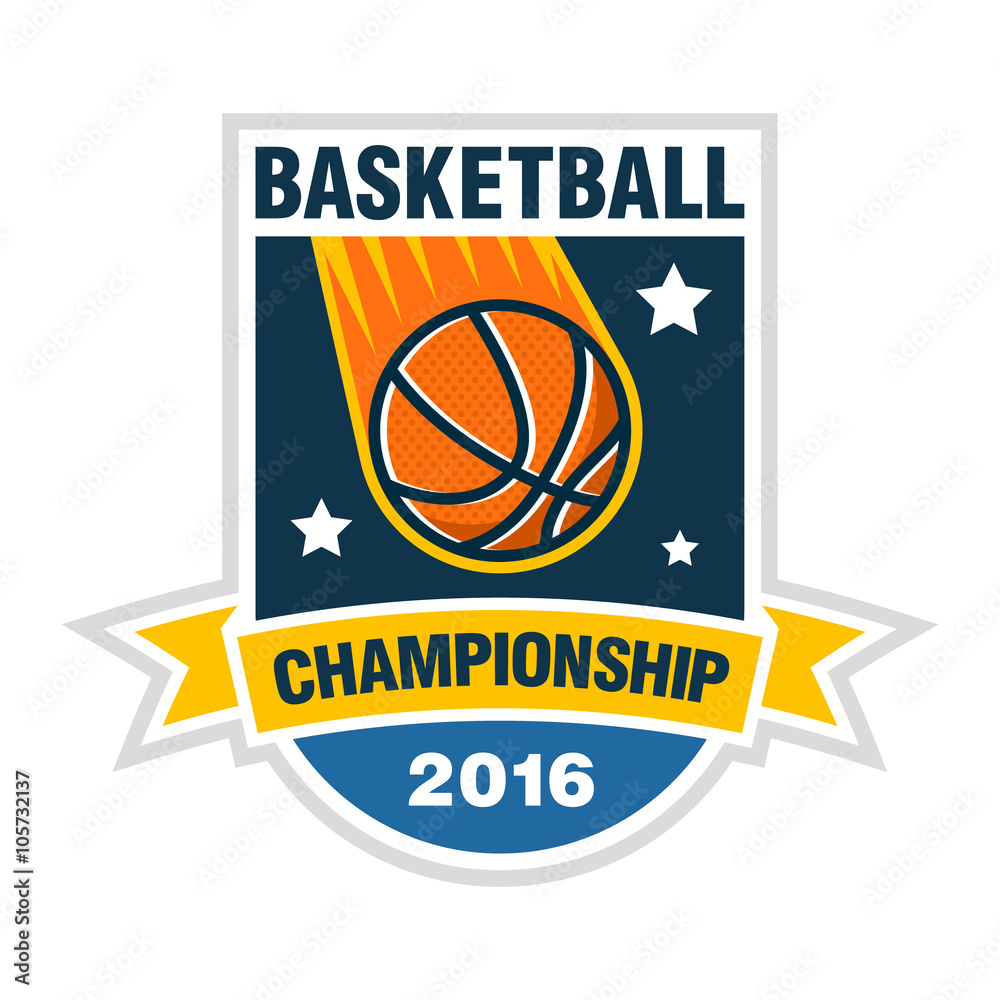 Basketball championship, tournament or team vector logo concept with a ball in the form of a space comet.