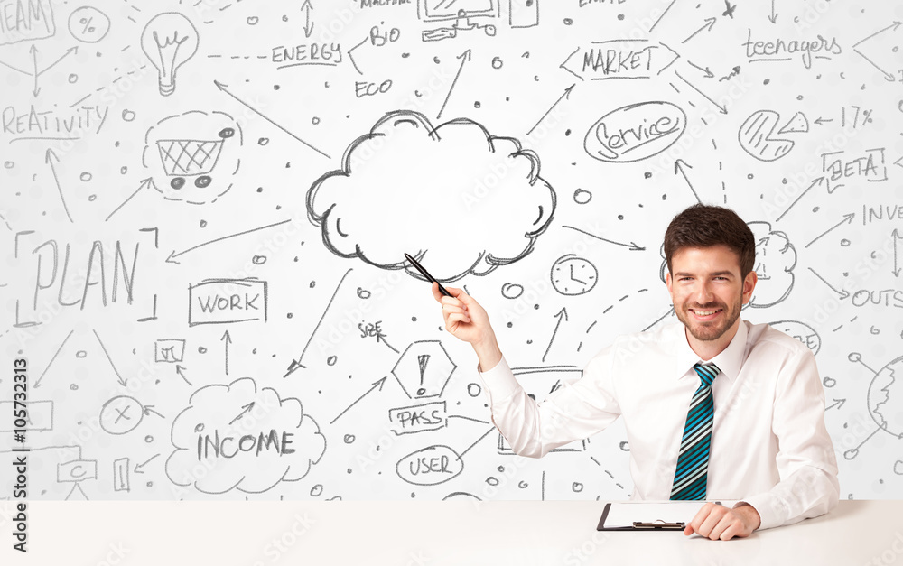 Business man with business concept background Business man with business concept background