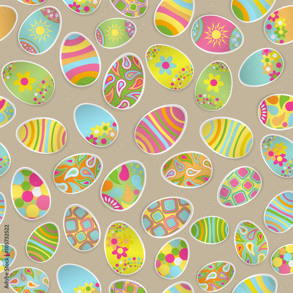Seamless multicolored pattern of paper Easter eggs Seamless multicolored pattern of paper Easter eggs