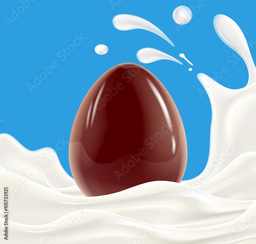Milk splash with chocolate egg