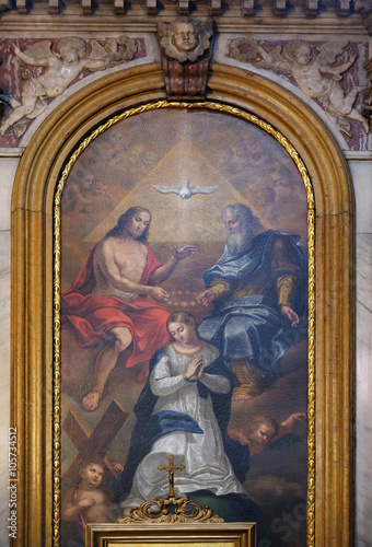 Coronation of the Virgin Mary altarpiece in the Cathedral of St Nicholas in Ljubljana, Slovenia