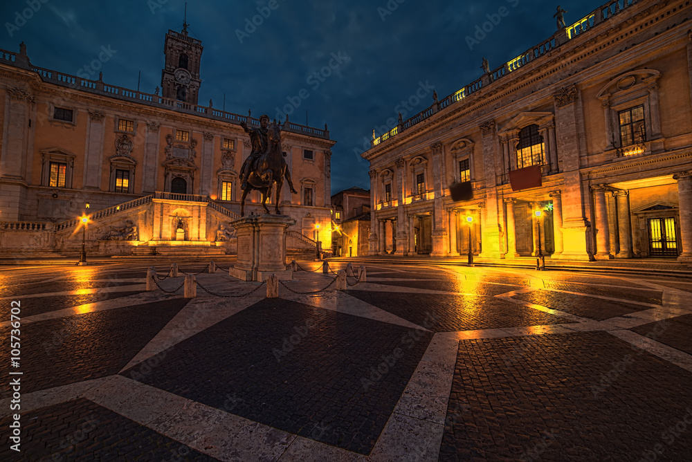Rome, Italy: The Capitolium square in the sunrise 