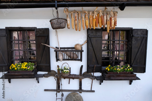 Windows of traditional wooden house in Gornja Stubica, Zagorje region, Croatia  photo