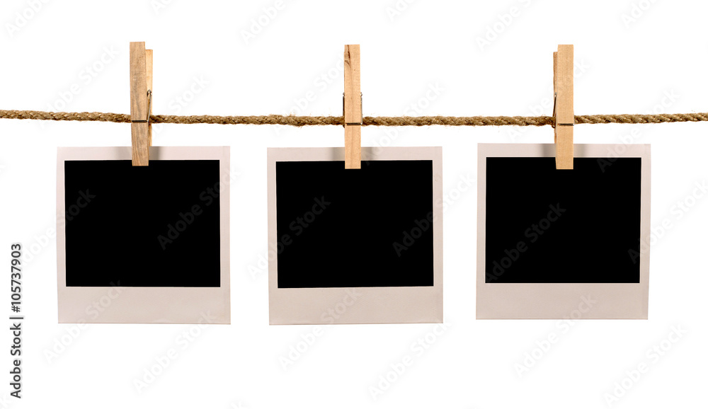 Several three blank polaroid style instant photo print frame row Several three blank polaroid style instant photo print frame row