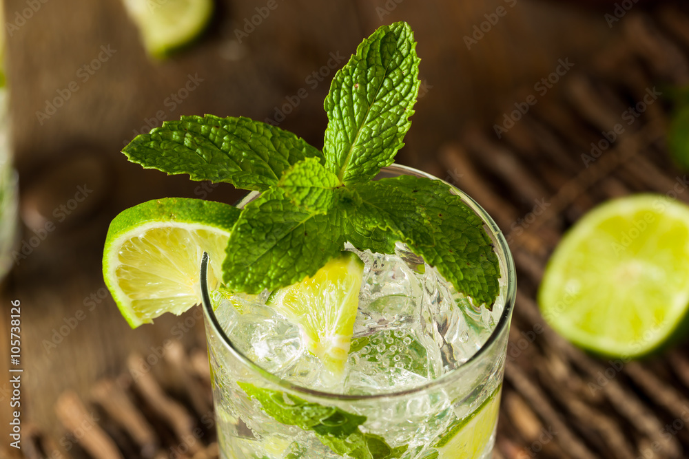 Homemade Alcoholic Mojito with LIme Homemade Alcoholic Mojito with LIme