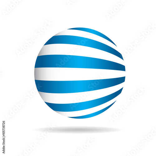 Abstract globe with perspective stripes logo. Vector graphic design