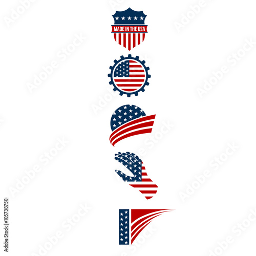 USA symbols logo stripes design elements. Vector graphic design