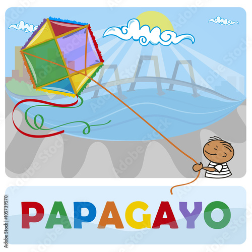 niño vuela un papagayo en el parque