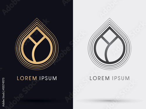 Gold Lotus logo, graphic vector.