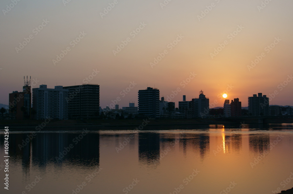 大淀川の夕日