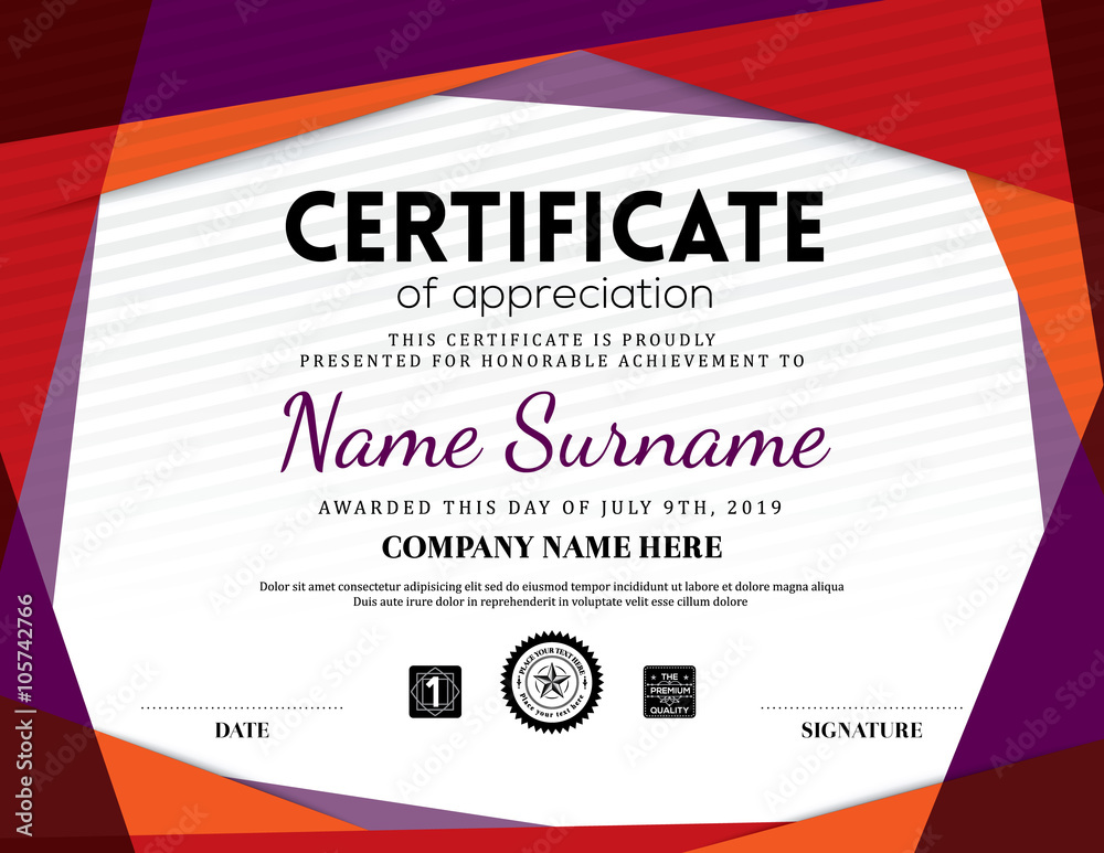 Obraz premium Modern certificate triangle background frame design