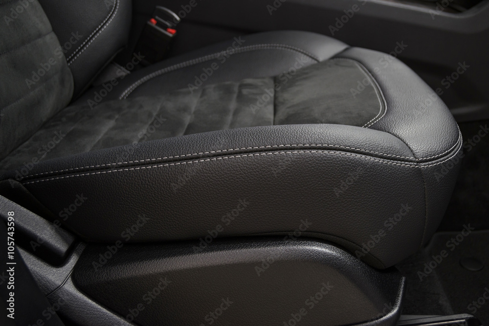 Business car leather seat. Interior detail.