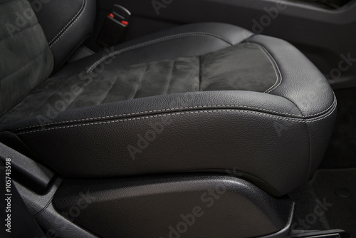 Business car leather seat. Interior detail. © alexdemeshko