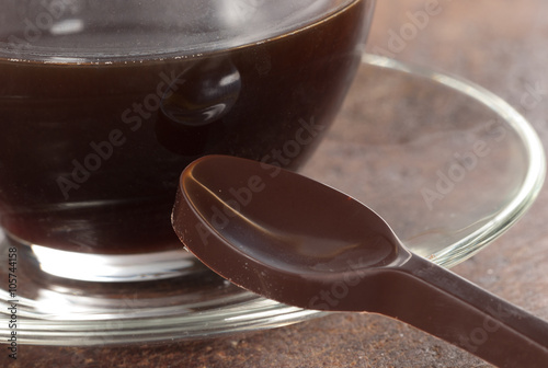 Chocolate spoon and coffee