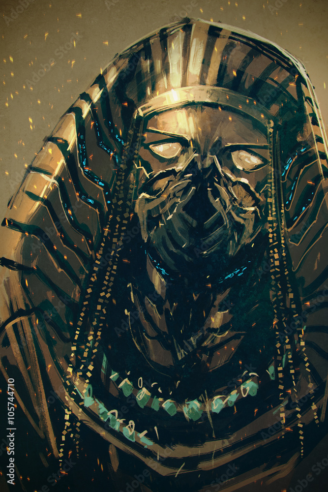 Fototapeta premium Pharaoh of Egypt,sci-fi concept,illustration painting