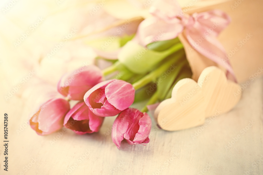Beautiful romantic composition with flowers, St. Valentines Day concept