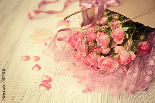 Beautiful romantic composition with flowers. St. Valentines Day concept