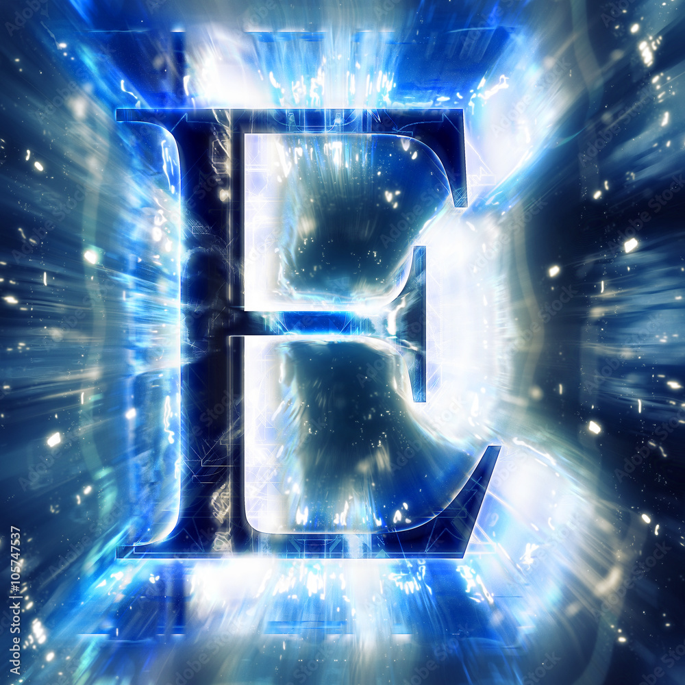 Blue Abstract Letter E