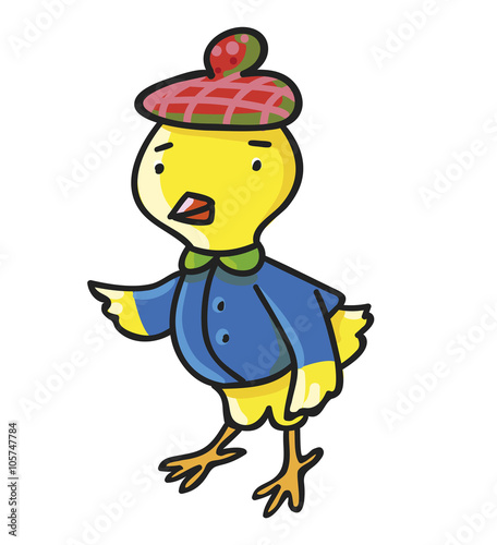 Yellow chicken. Children vector illustration