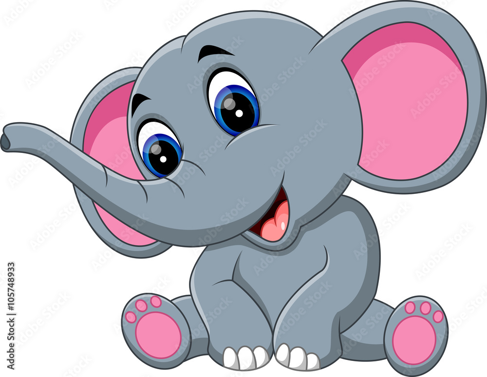 Cute elephant cartoon of illustration Stock Vector | Adobe Stock