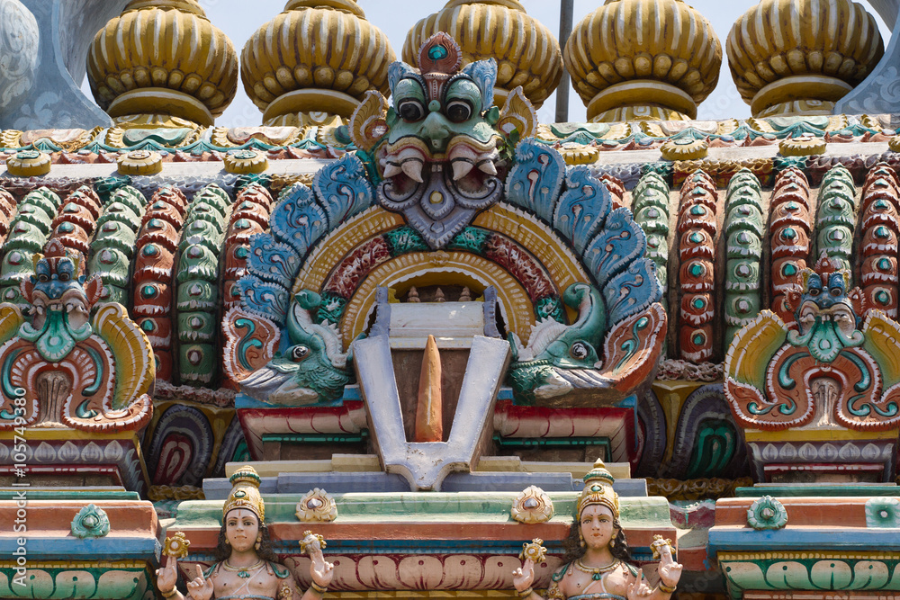 Relief of temple in Kanchipuram, Tamil Nadu, India 