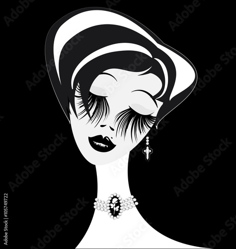 black and white head