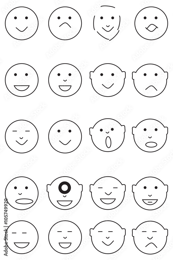 Emoji Icons Black Line series