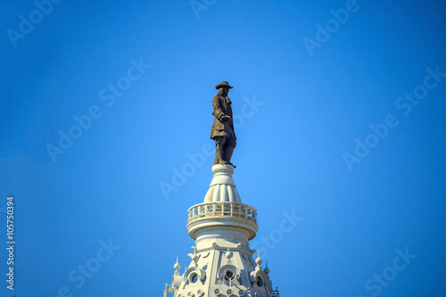 William Penn statue on a top of City Hall Philadelphia