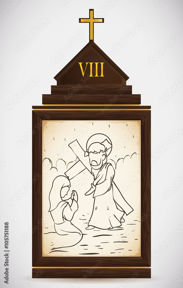 Jesus Meets the Women of Jerusalem, Vector Illustration Stock Vector