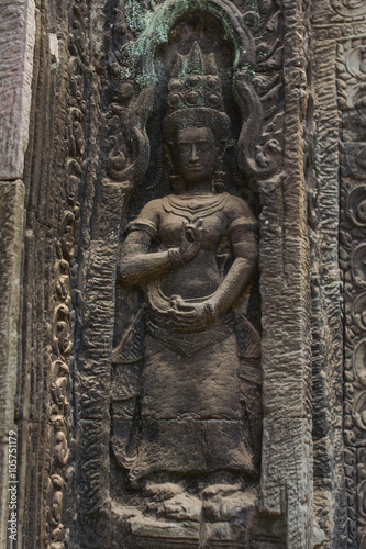Apsara dancer stone carving at Angkor Wat temple