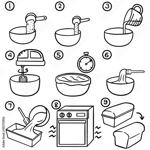 vector set of making bread