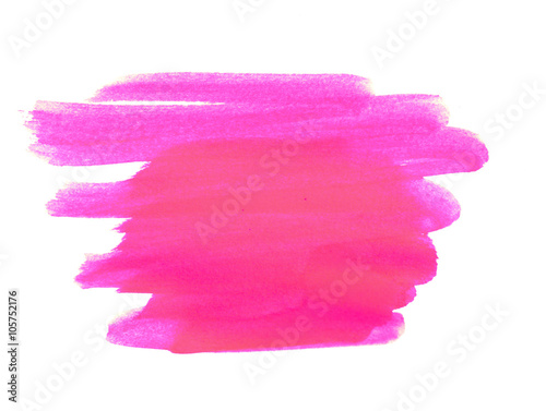 Pink paint brush stroke on white